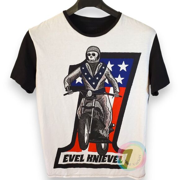 Spoonboy Evel Knievel Skull T-Shirt Large Rare Biker Tee